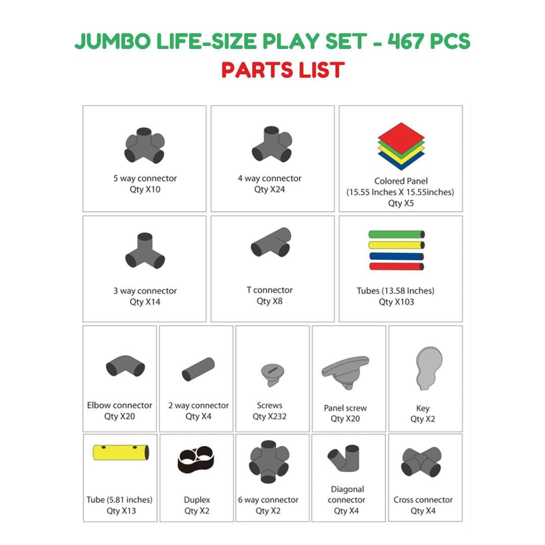 Jumbo Climbing Frame Kit – 467 Pieces STEM Education Toys for Creative Building and Outdoor Fun