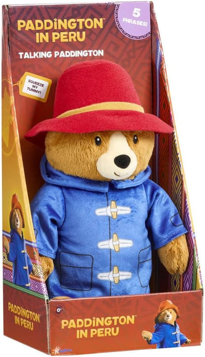 Rainbow Designs Paddington Bear Movie Talking Teddy Bear - Paddington Bear talking toy with 5 Phrases, Red Hat & Blue Duffle Coat - Cuddly Companion for Playtime Adventures