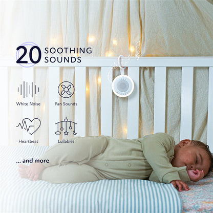 Zello Portable White Noise Machine Baby Sleep Aid – Simple Sound Machine with Gentle Night Light, Rechargeable for Home, Travel, Pram, Pushchair & Nursery