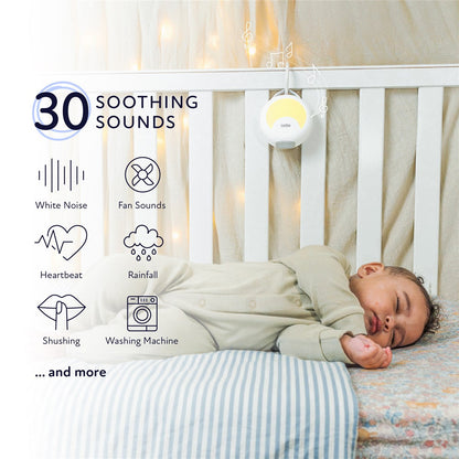Zello Portable White Noise Machine 30 Soothing Sounds 7 Colour Moon Nightlight Sleep Timer 20hr Battery Voice Record Memory Function Sleep Timer Sound Machine Travel Pram Pushchair Cot Nursery