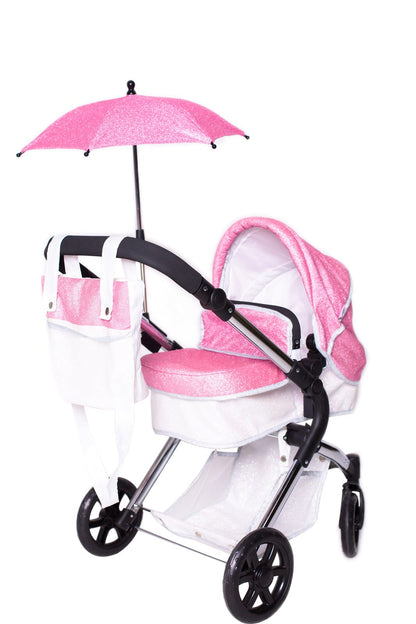 Roma Stephanie Dolls Pram Bundle with Pram / Pushchair, Doll, Highchair, Bag, Parasol & Pram set