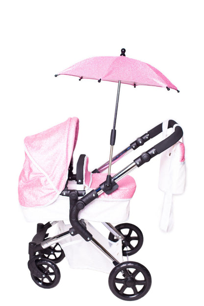 Roma Stephanie Dolls Pram Bundle with Pram / Pushchair, Doll, Highchair, Bag, Parasol & Pram set
