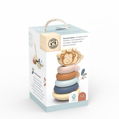 Speedy Monkey Wooden Roly-poly Stacker Toy