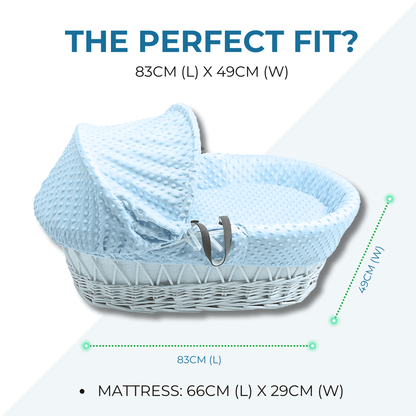 White Dimple Grey Wicker Baby Moses Basket With Stand