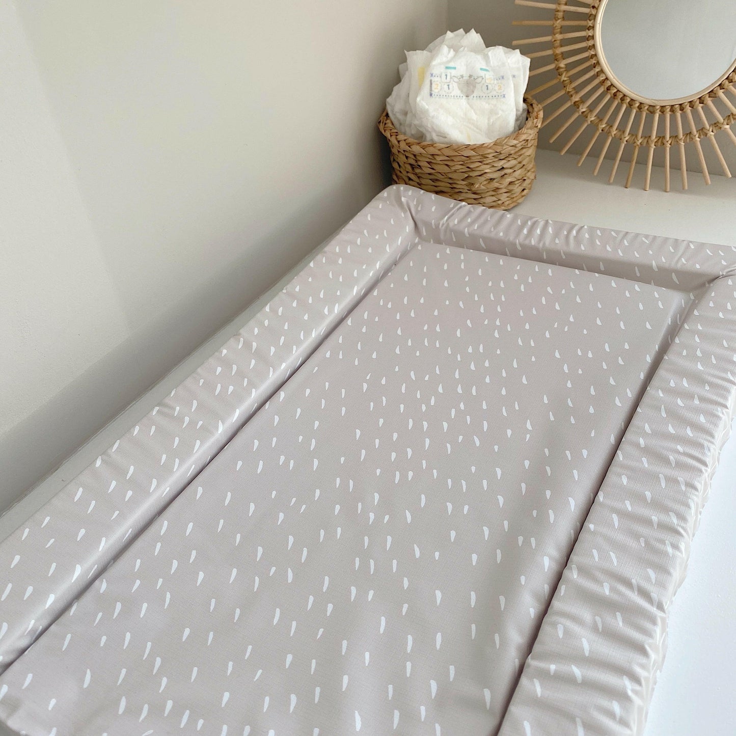 Standard Changing Mat - Greige Dash Neutral Print