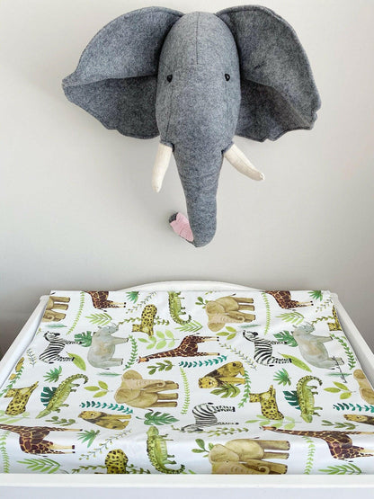 Anti-Roll Wedge Changing Mat - Safari Animals Print